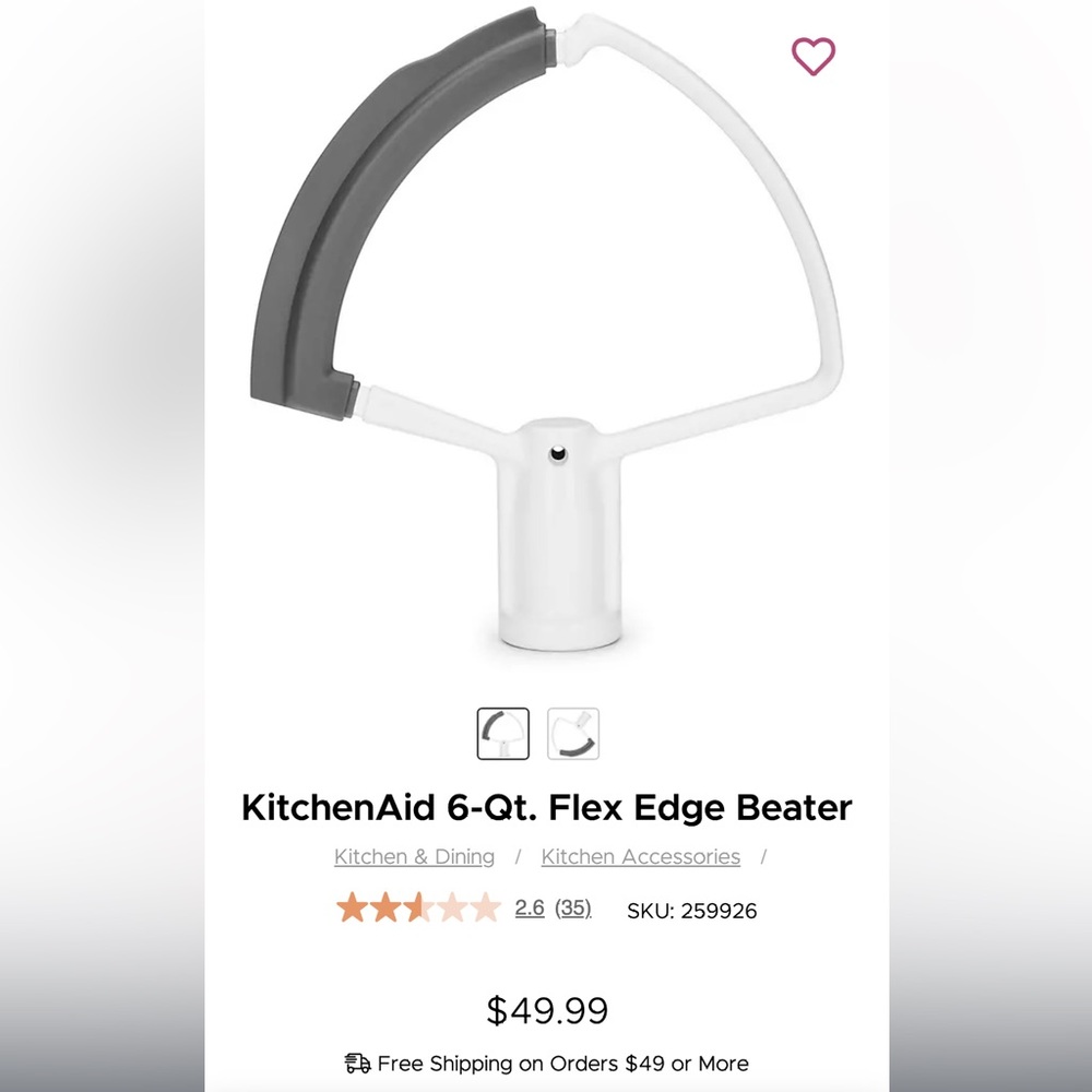 KitchenAid 6qt flex edge beater